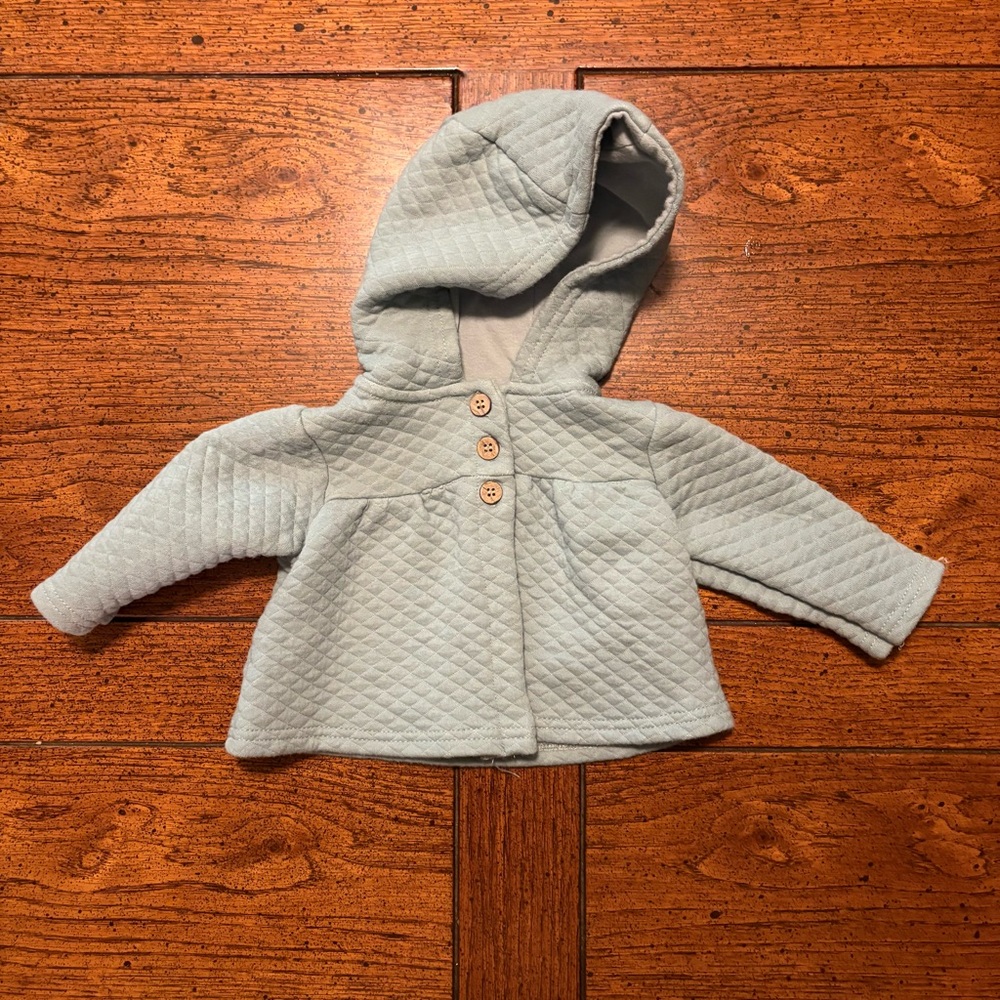 Catherine Malandrino Light Blue Quilted Hooded Kids Coat 3-6 Months